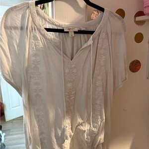 Style & Co. White Floral Embroidered Blouse